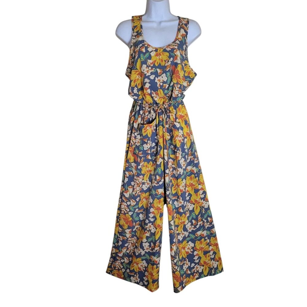 Toad & Co. Sunkissed Livvy Jumpsuit One-Piece Size S Pacific Blue Tulip Floral